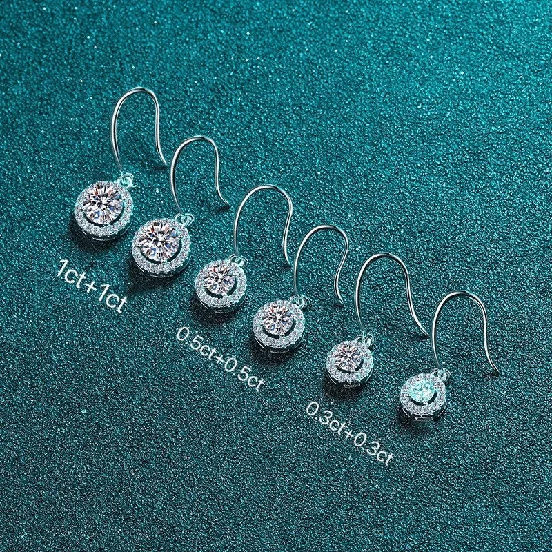 Moissanite Diamonds Hook Earrings - EM030