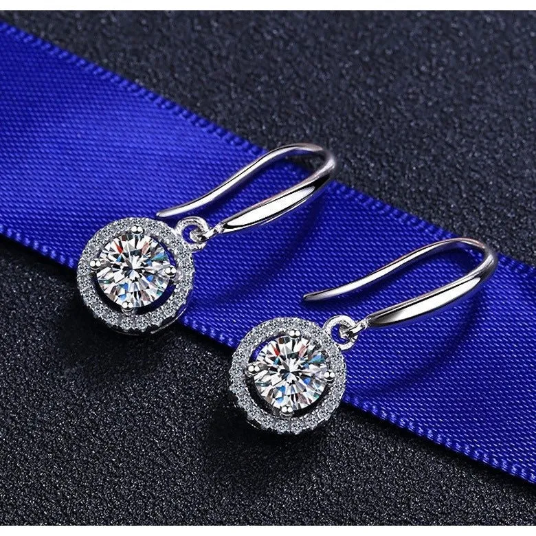 Moissanite Diamonds Hook Earrings - EM030