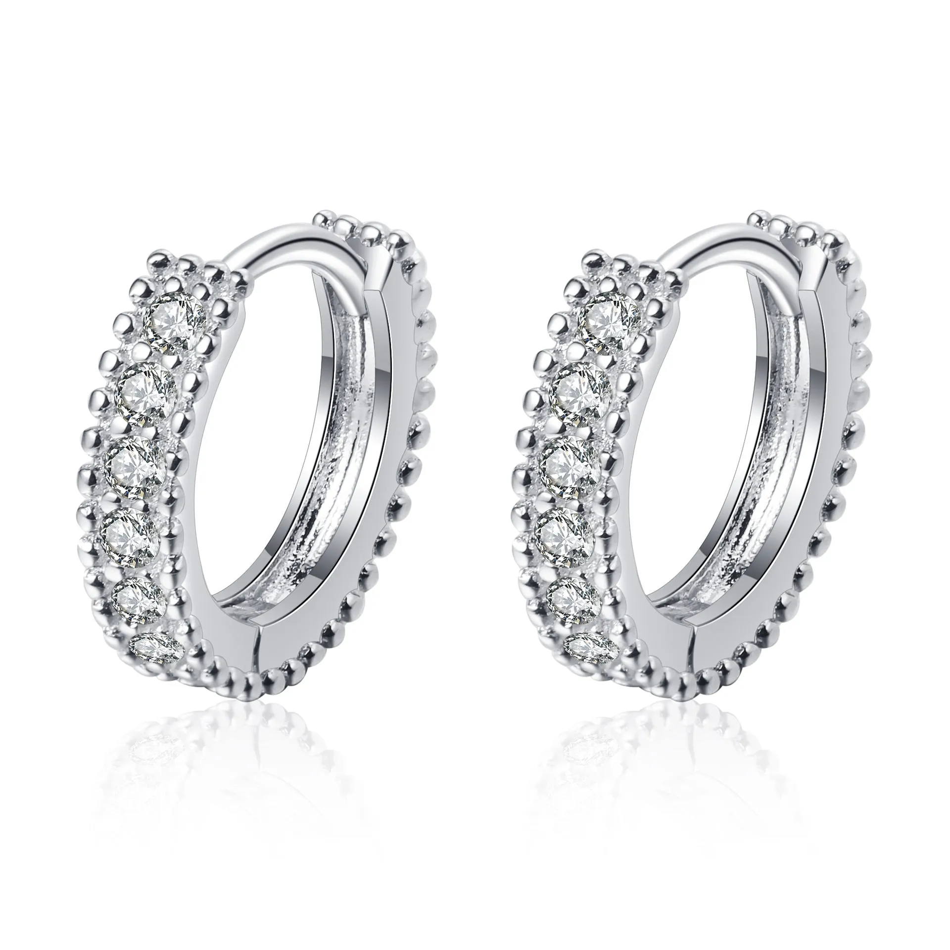 Moissanite Diamonds Huggie Earrings-Classic Moissanite Huggie-EM001