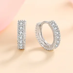 Moissanite Diamonds Huggie Earrings-Classic Moissanite Huggie-EM001
