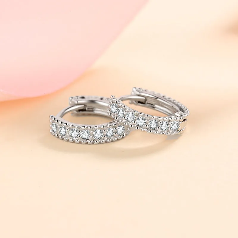 Moissanite Diamonds Huggie Earrings-Classic Moissanite Huggie-EM001