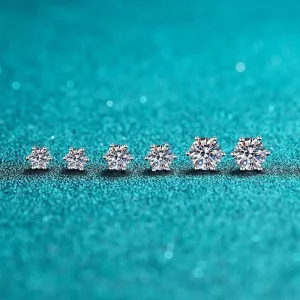 Moissanite Diamonds Studs Earrings; Classic Solitaire Six Prongs Diamonds-EM031