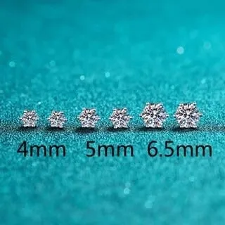 Moissanite Diamonds Studs Earrings; Classic Solitaire Six Prongs Diamonds-EM031