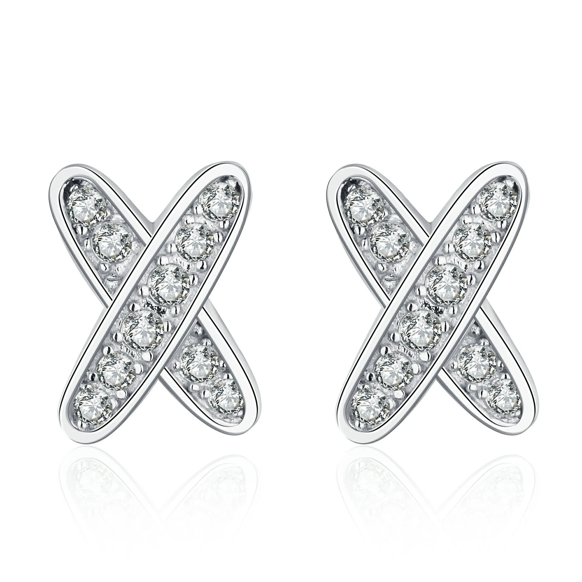 Moissanite Studs Earrings, X shape Moissante Studs-EM019