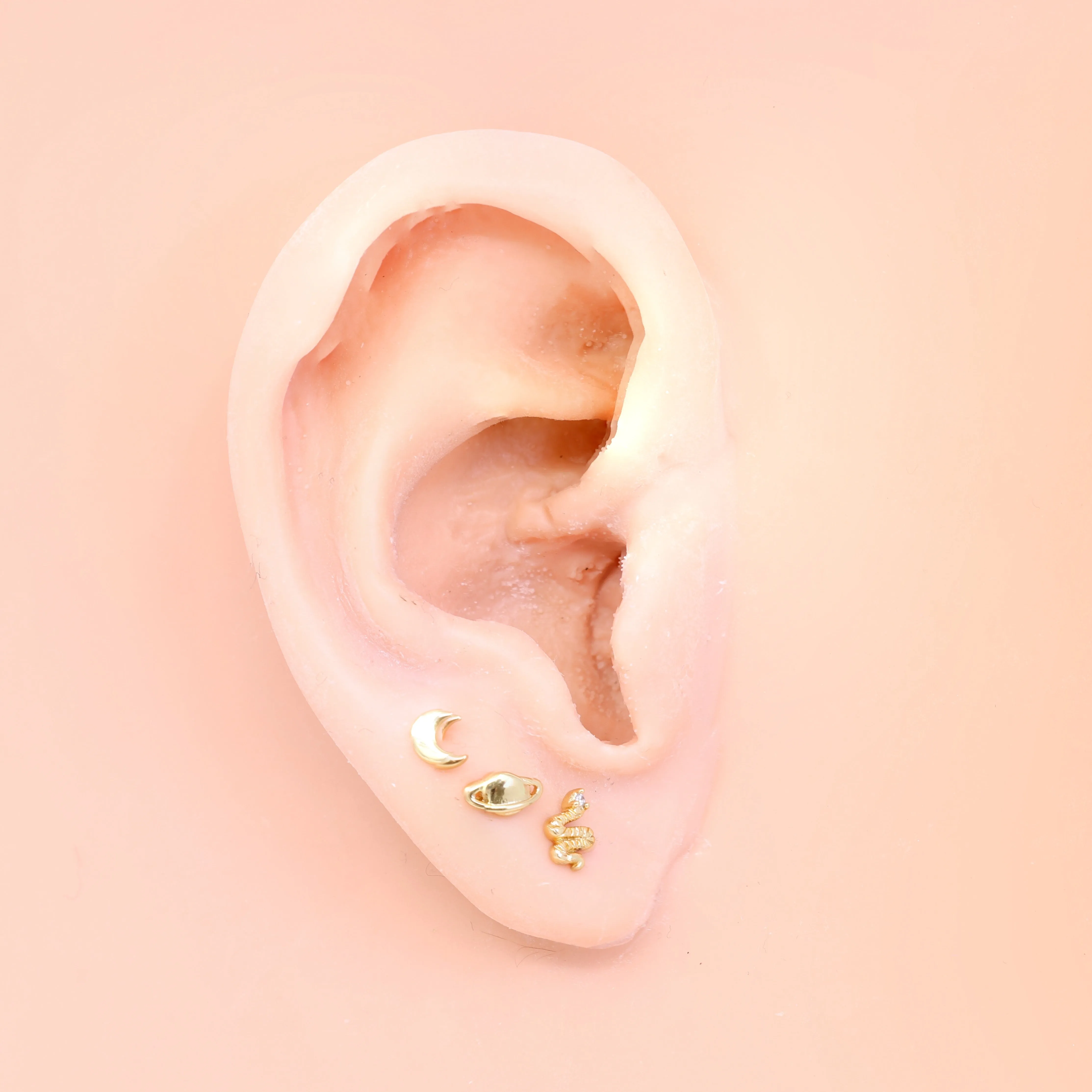 Moon Stud Earrings in Gold