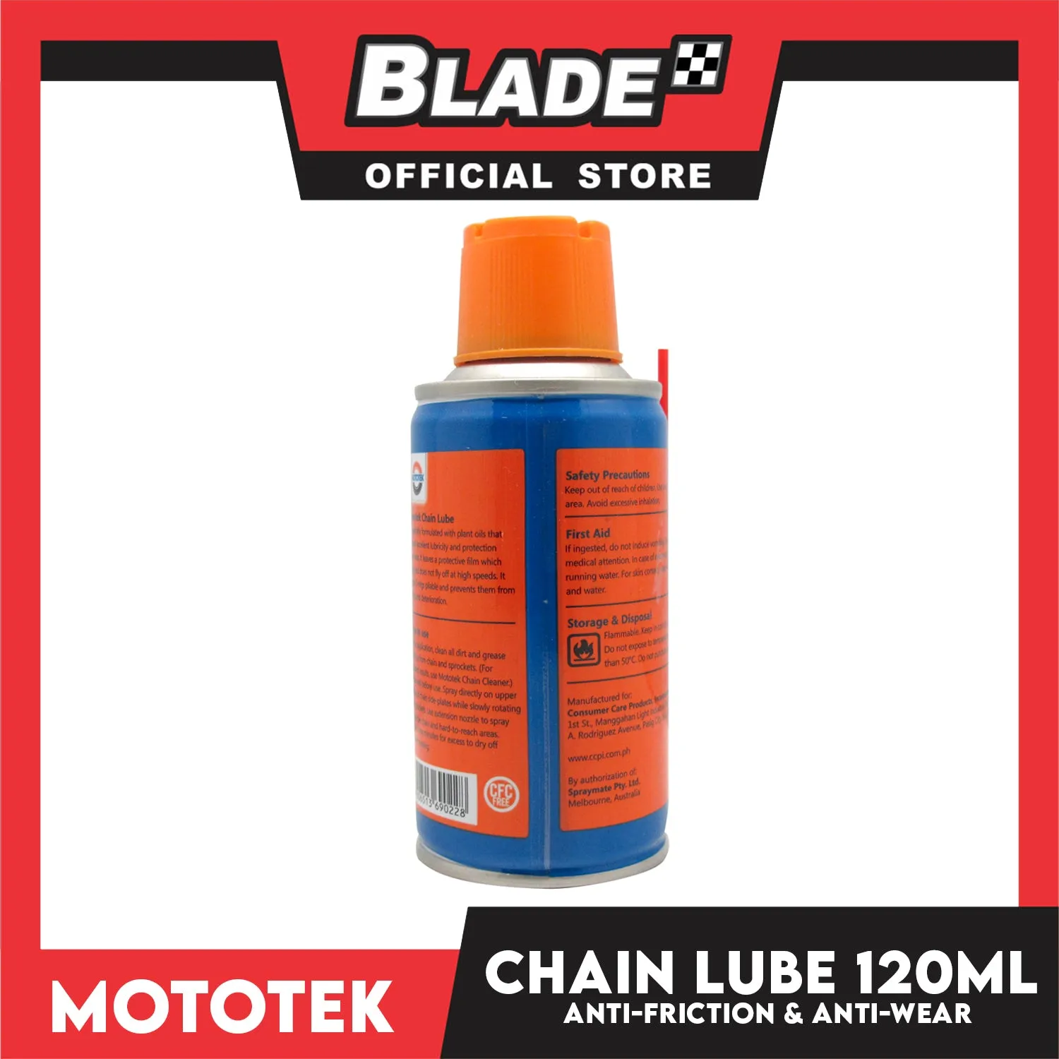Mototek Chain Lube 120ml- Anti-Friction and Anti-Wear