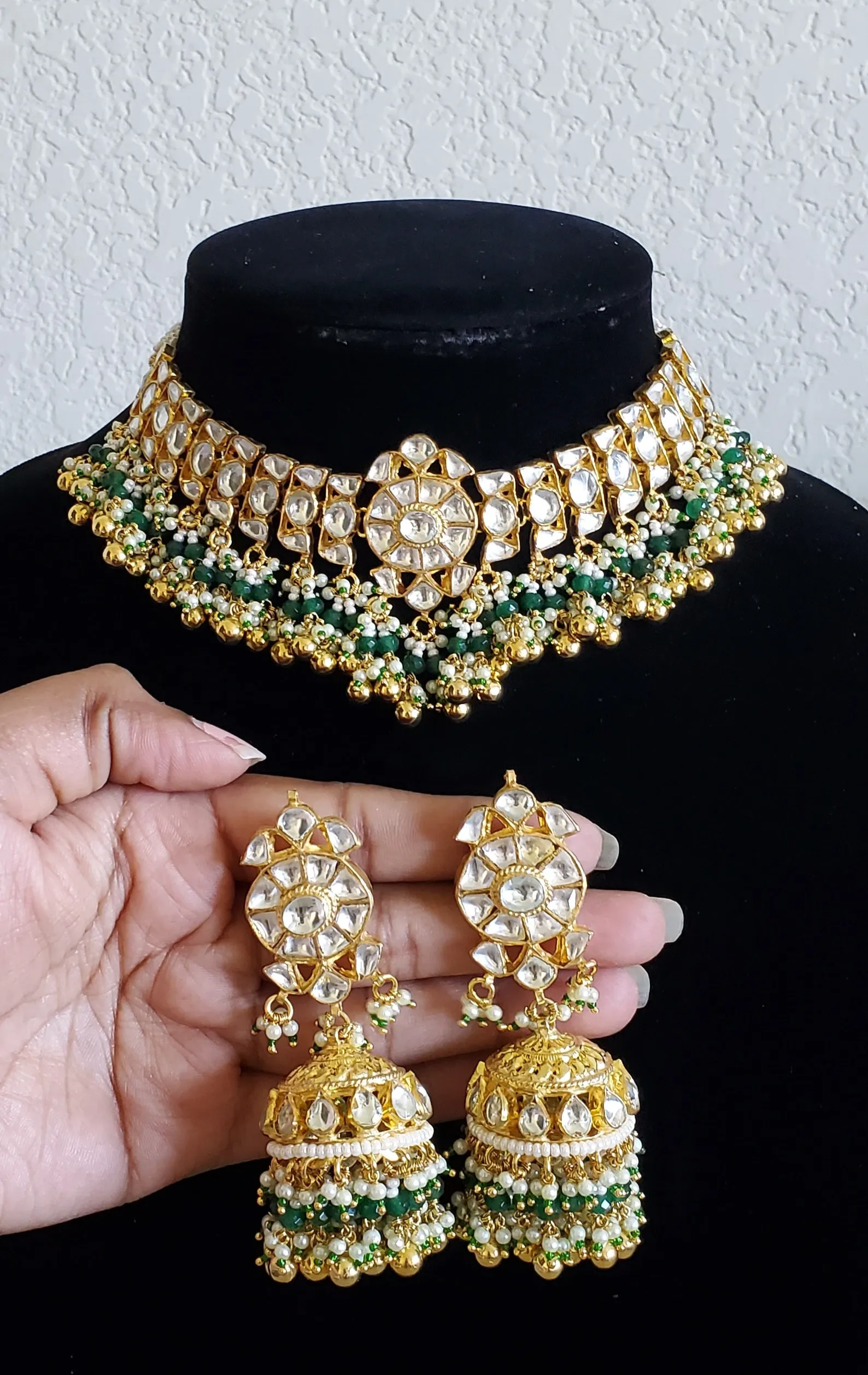 Mouni Kolla Pachi Kundan Necklace With Gold Plating