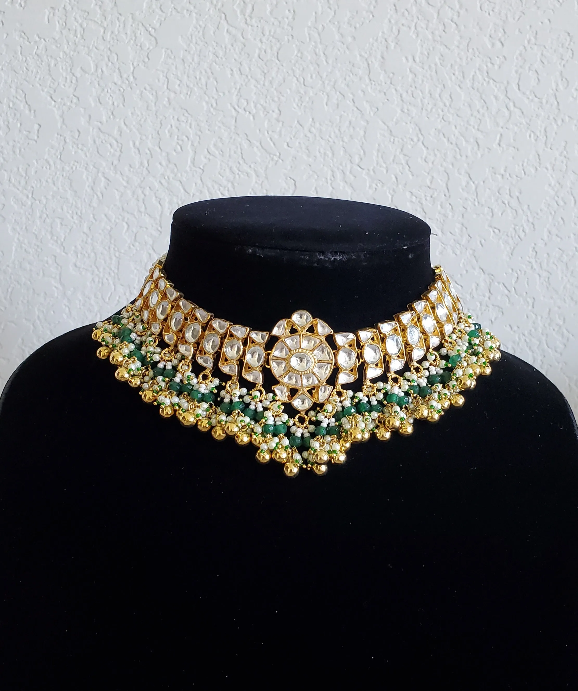 Mouni Kolla Pachi Kundan Necklace With Gold Plating