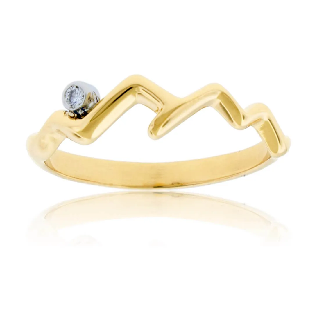Mountain Silhouette with Diamond Accent Ring