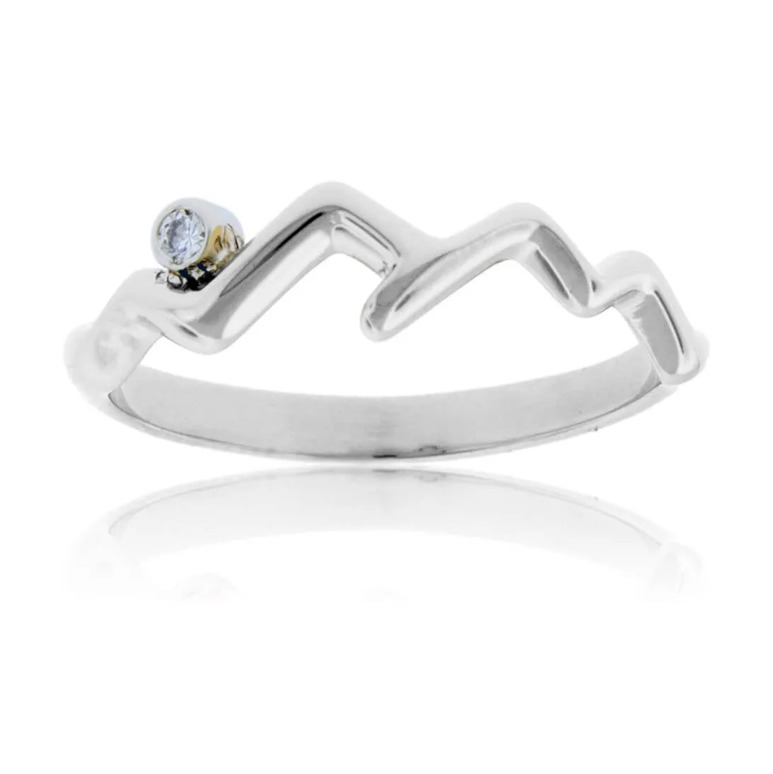 Mountain Silhouette with Diamond Accent Ring