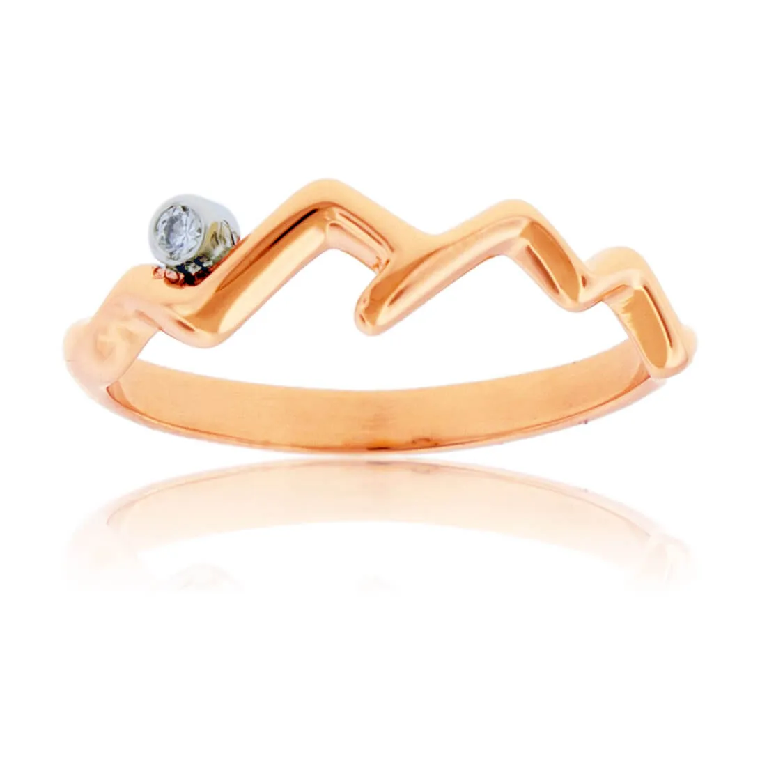 Mountain Silhouette with Diamond Accent Ring