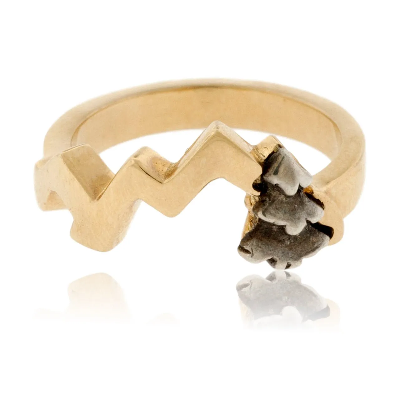 Mountain Silhouette with Pine Tree Ring
