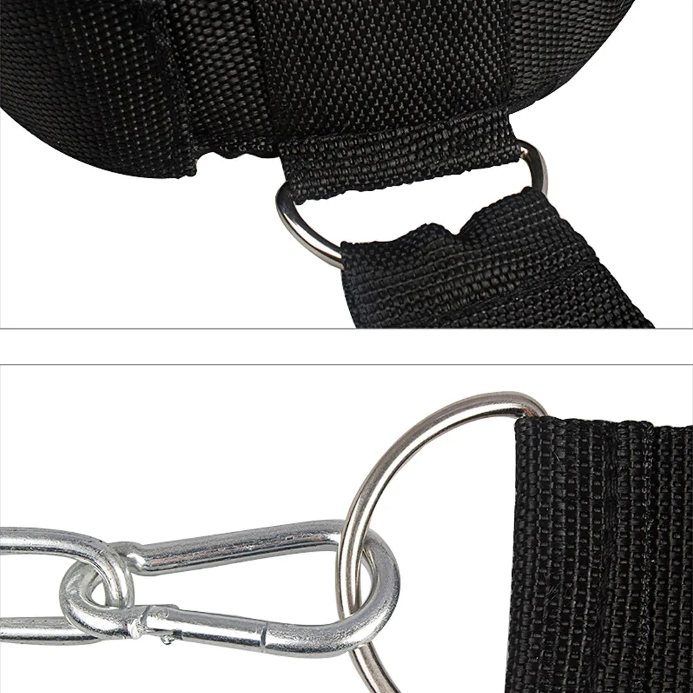 Neck and Shoulder Weight Lifting Head Strap with Steel Chain with Adjustable Belt
