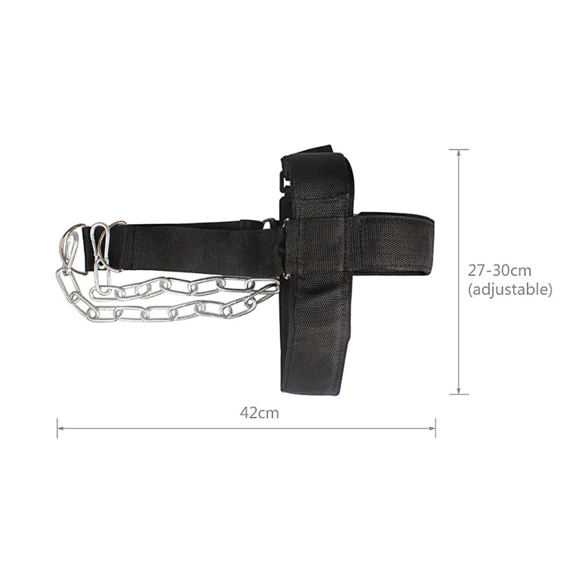 Neck and Shoulder Weight Lifting Head Strap with Steel Chain with Adjustable Belt