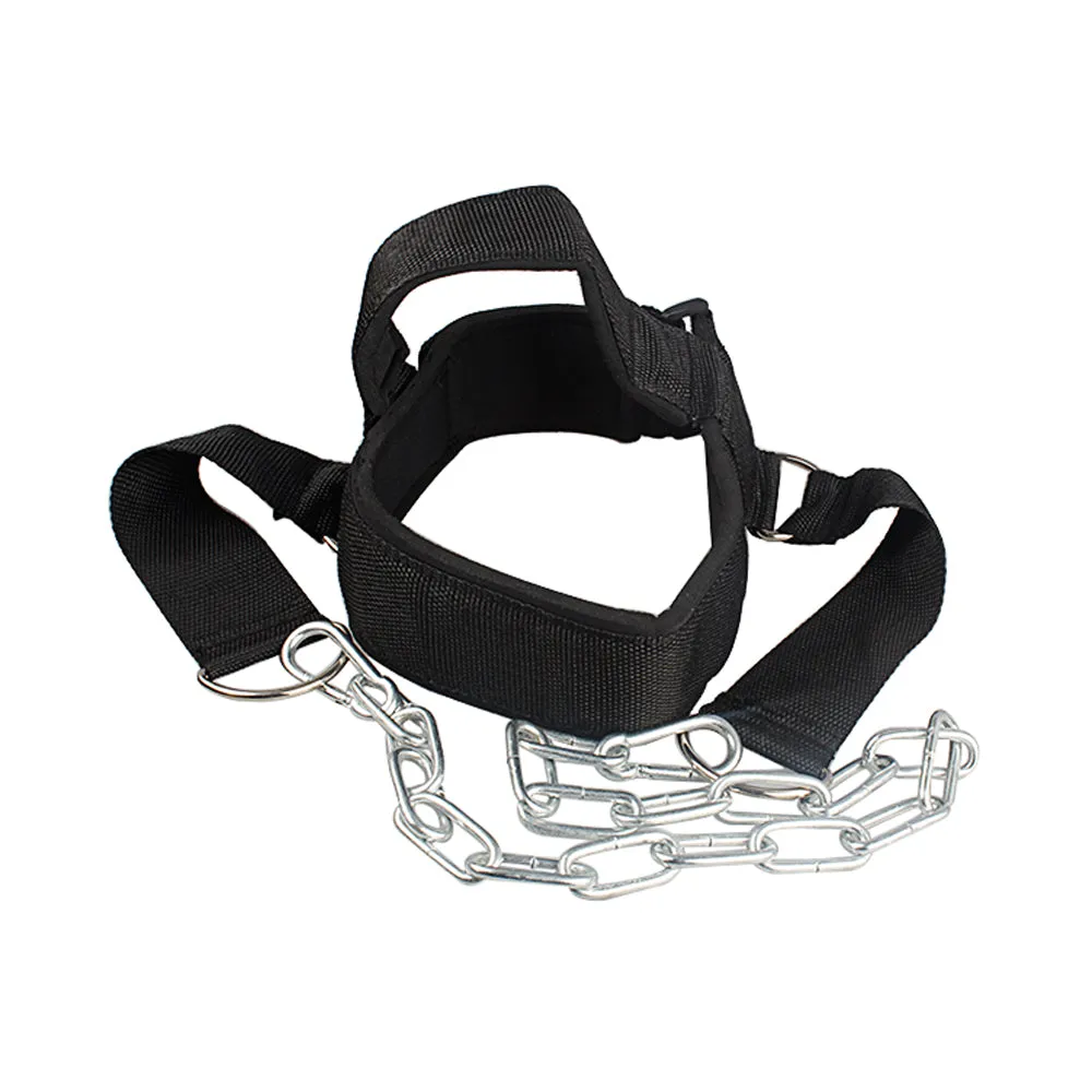 Neck and Shoulder Weight Lifting Head Strap with Steel Chain with Adjustable Belt