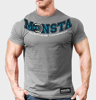 NEW Mens Workout MONSTA Bodybuilding Gym Clothing Gear Up Graphic T Shirt