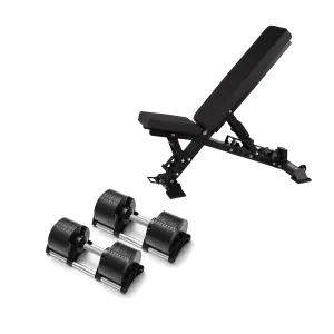 NÜOBELL Adjustable Dumbbell Set   Elite FID 2.0 Bench Bundle