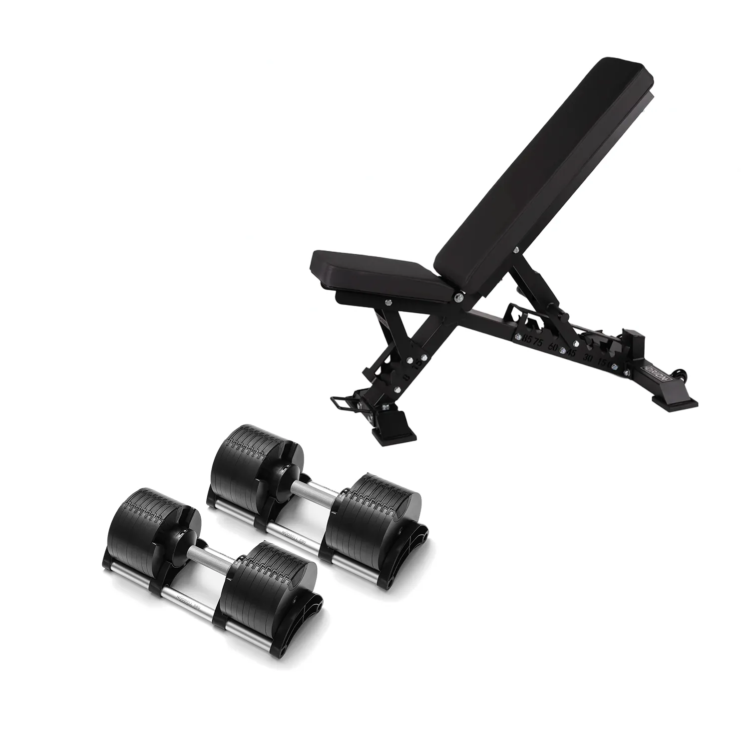 NÜOBELL Adjustable Dumbbell Set   Elite FID 2.0 Bench Bundle