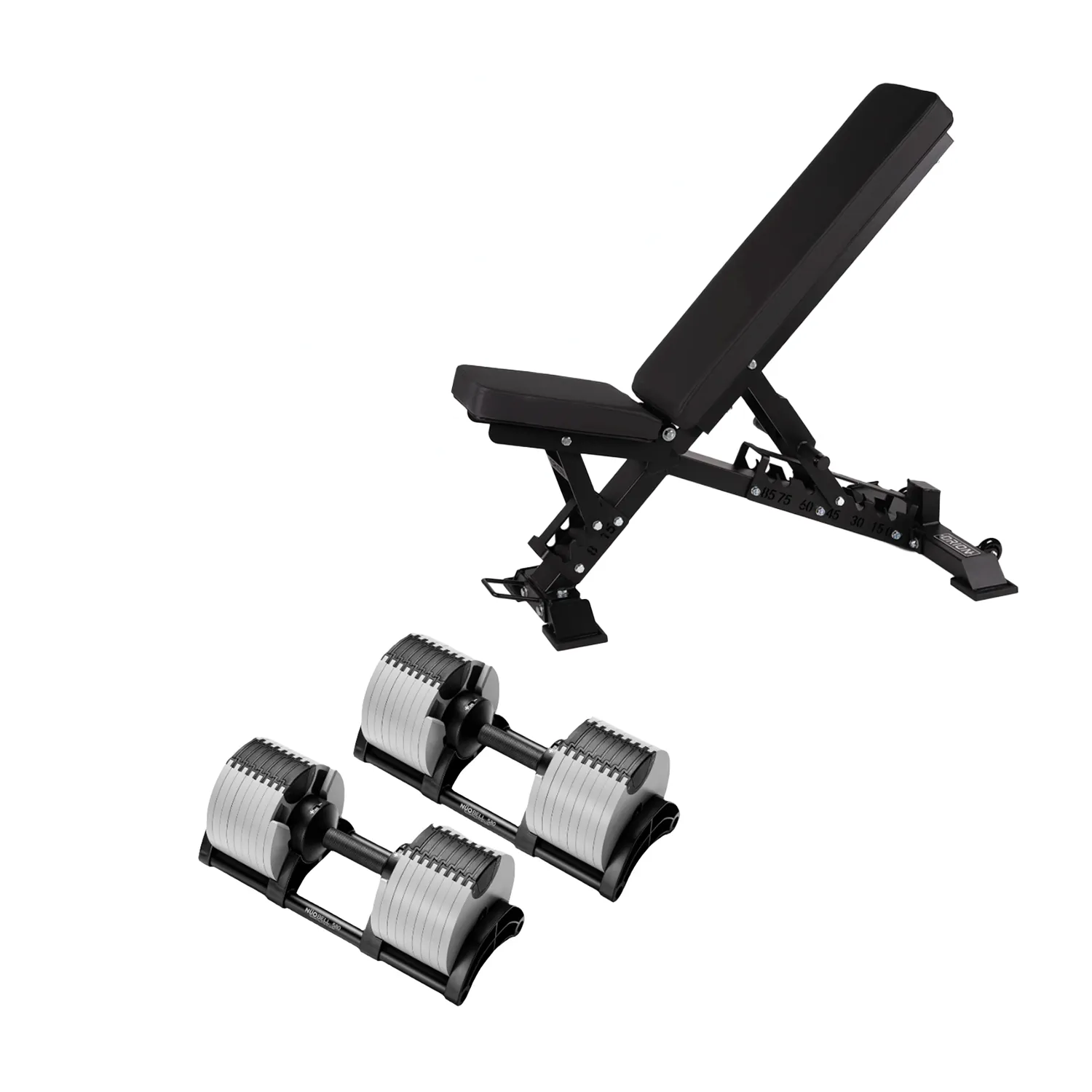 NÜOBELL Adjustable Dumbbell Set   Elite FID 2.0 Bench Bundle