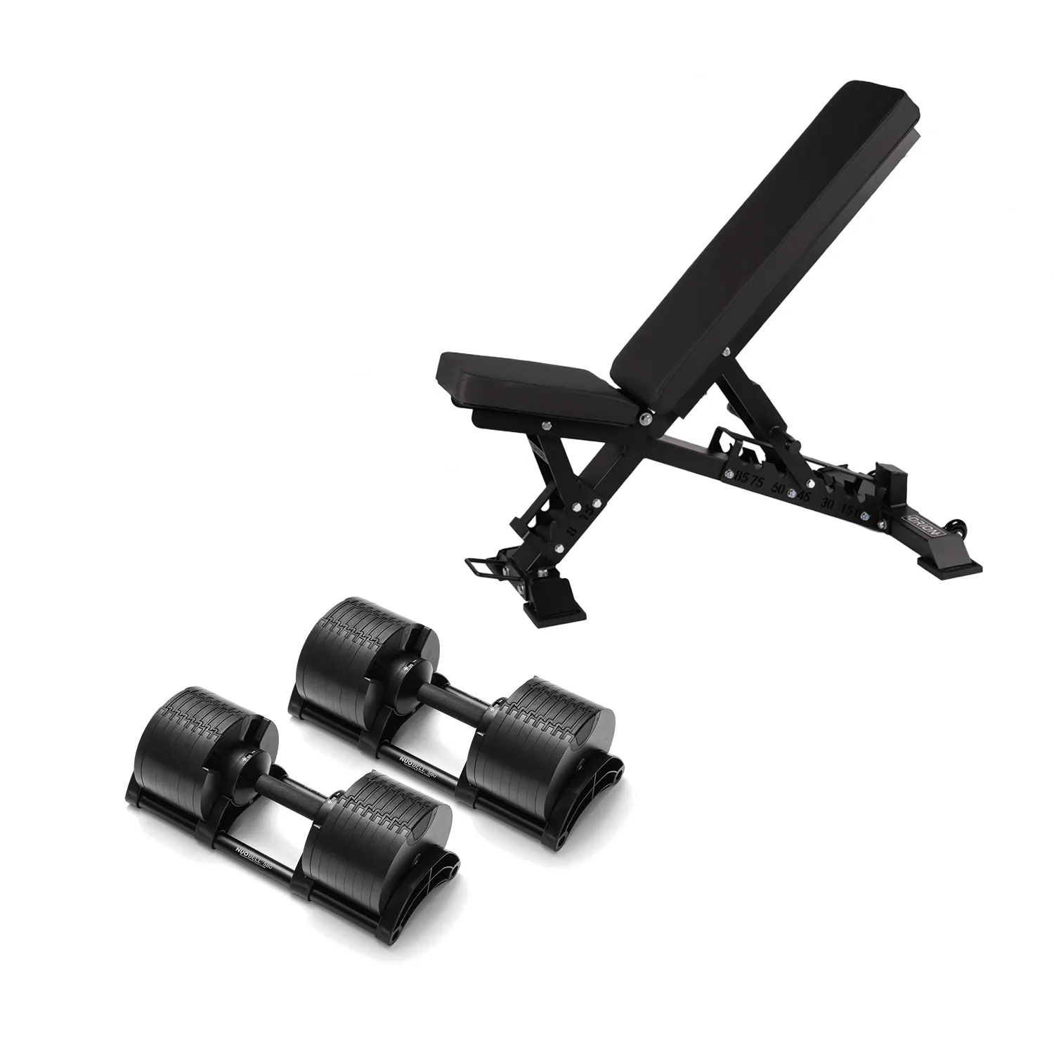 NÜOBELL Adjustable Dumbbell Set   Elite FID 2.0 Bench Bundle