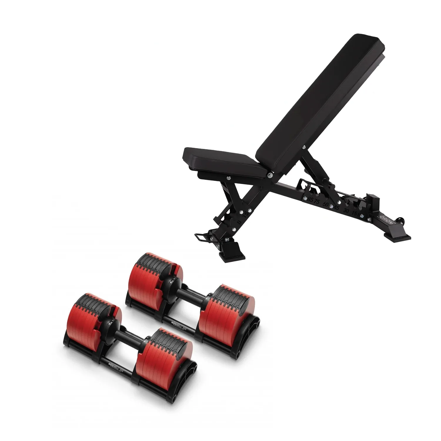 NÜOBELL Adjustable Dumbbell Set   Elite FID 2.0 Bench Bundle