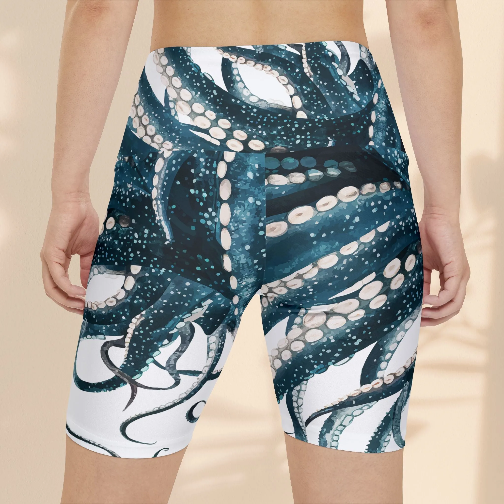 Ocean-Inspired Women's Workout Shorts | Octopus Design for Active Lifestyle
