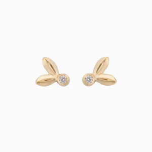 Olive Leaf Diamond Studs