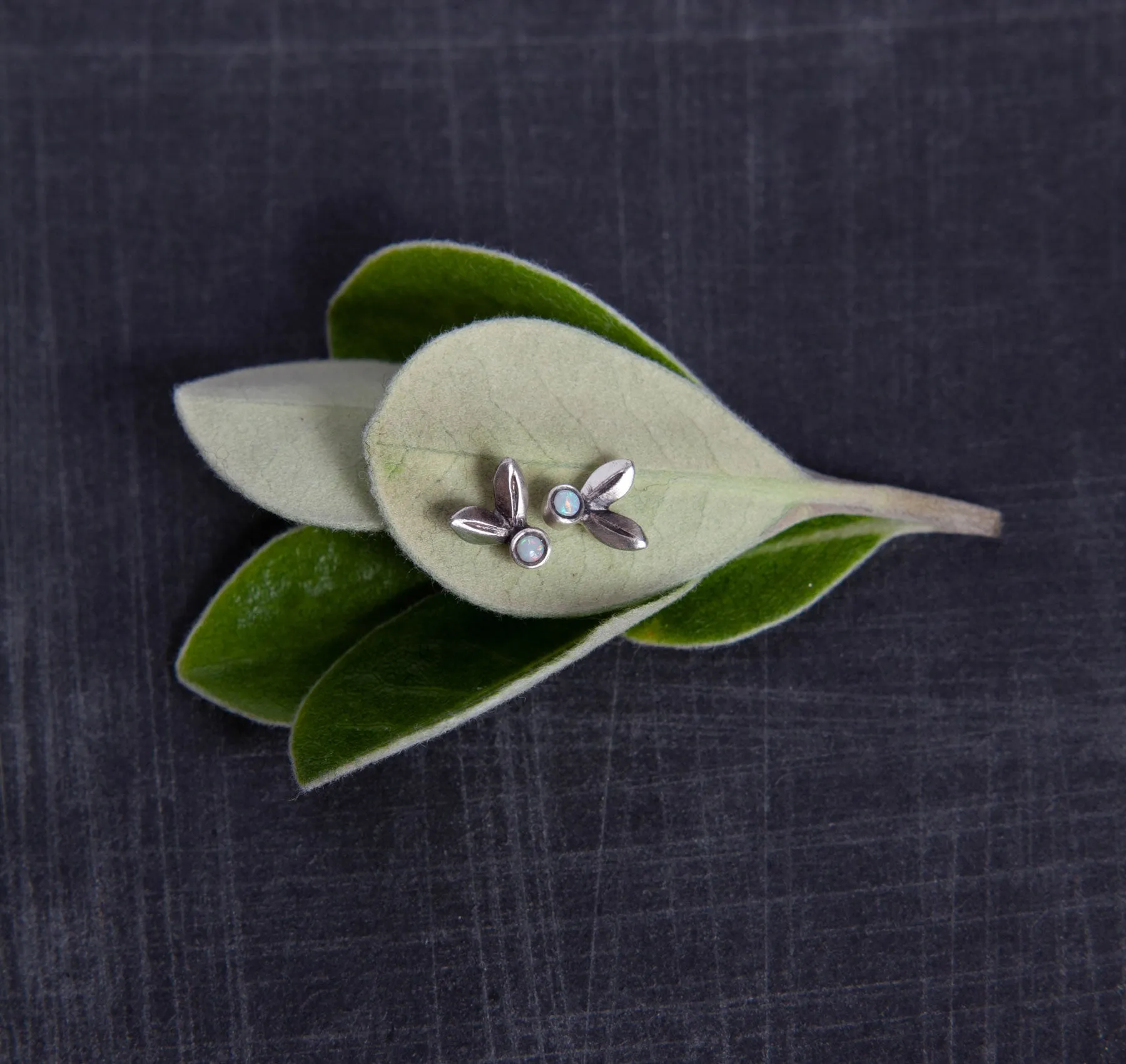 Olive Leaf Diamond Studs
