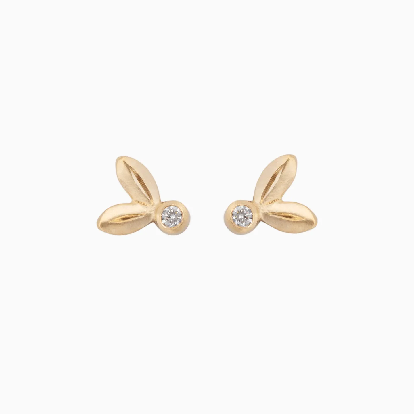 Olive Leaf Diamond Studs