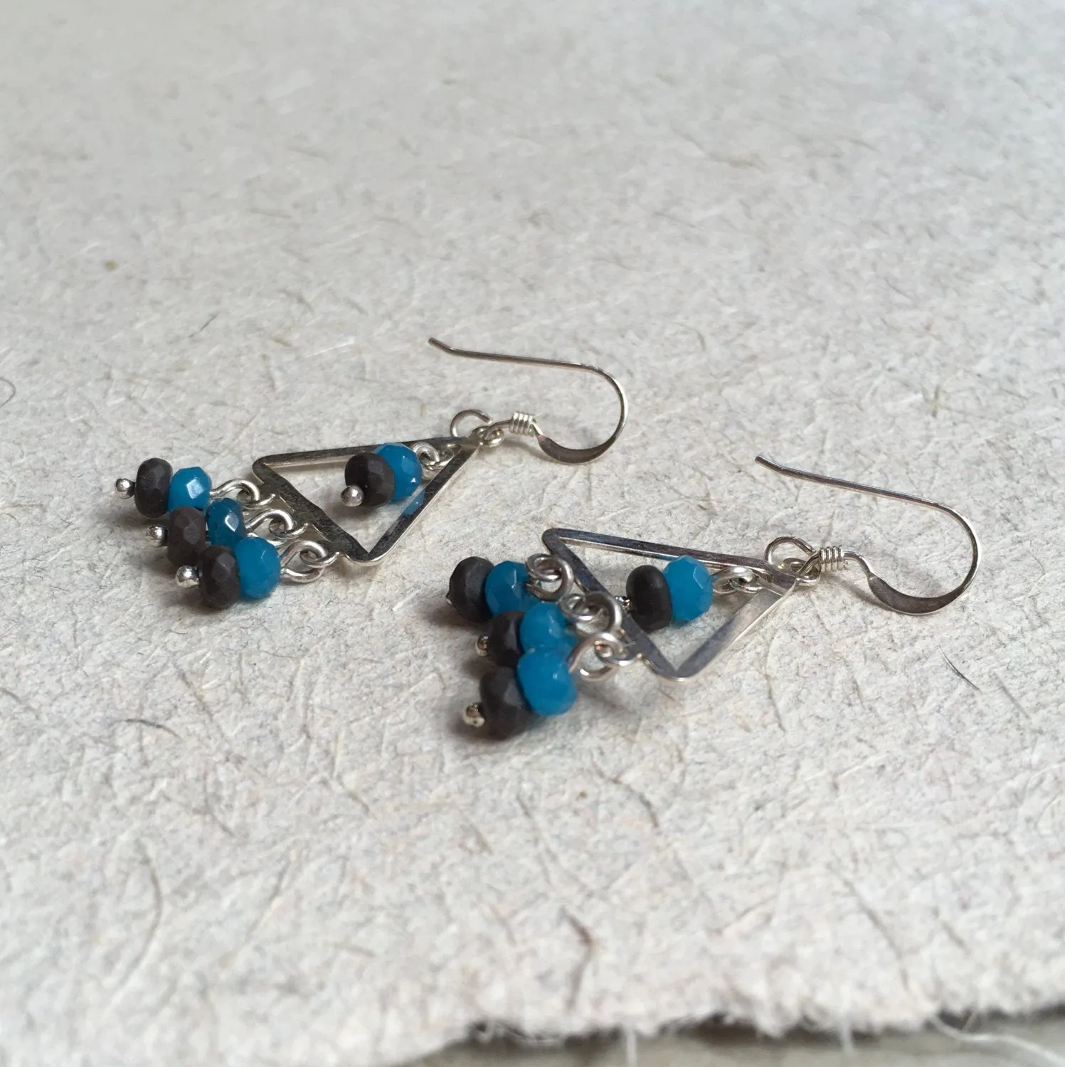 Onyx Chalcedony Earrings - Arrowhead.