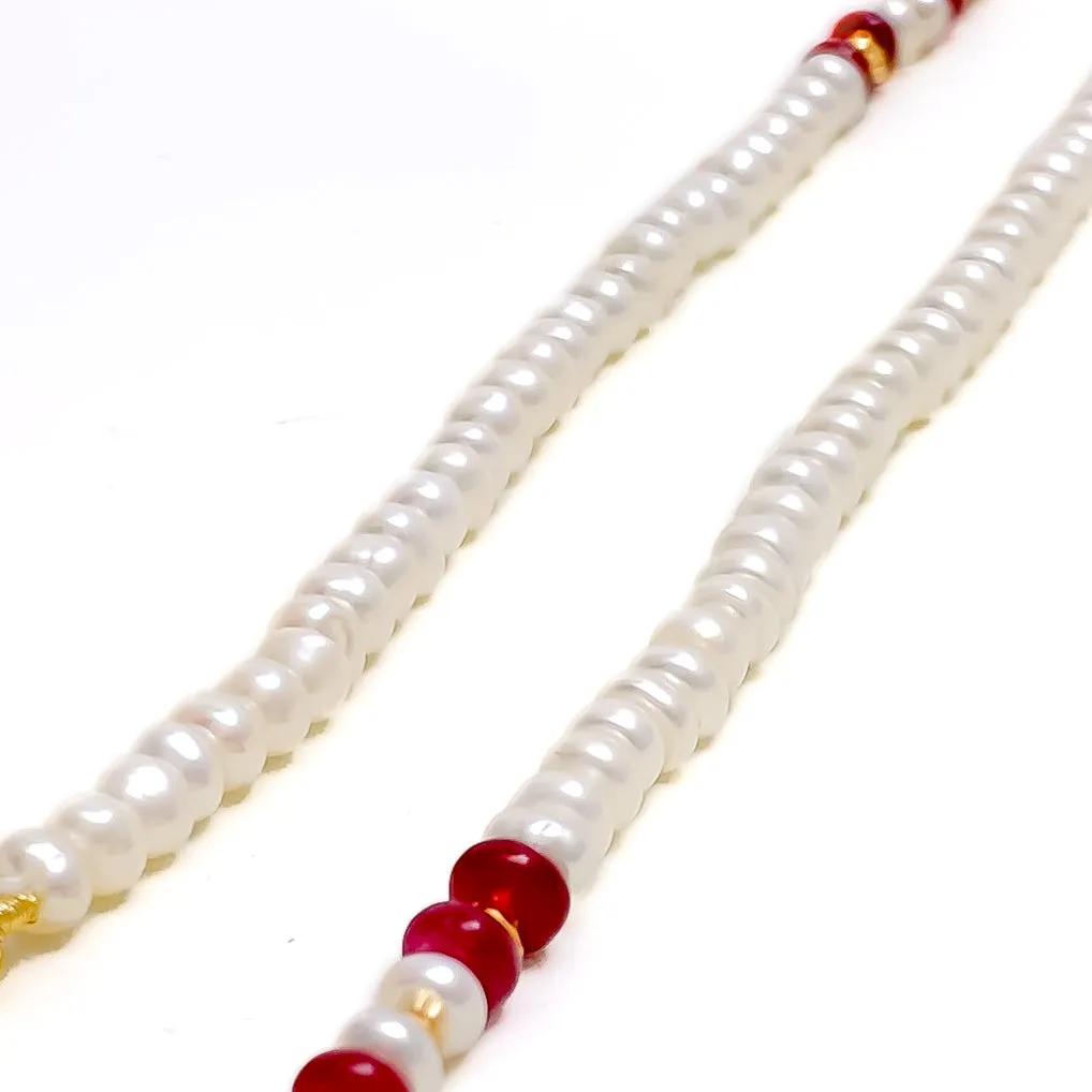 Opulent Beautiful 22k Gold Pearl Earrings Support Chain