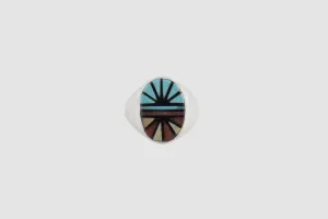 Oval Navajo Multi Stone Inlay Ring