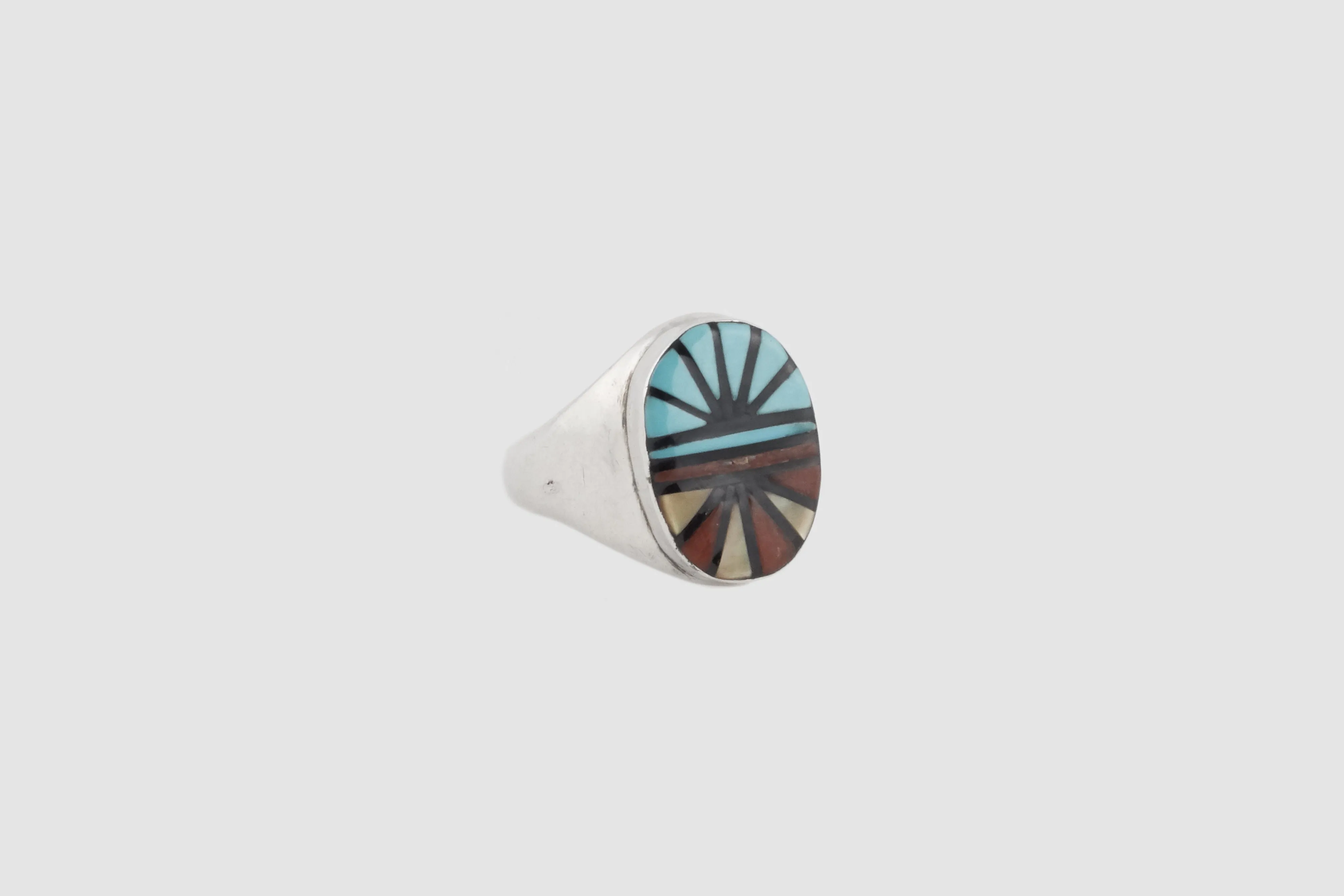 Oval Navajo Multi Stone Inlay Ring