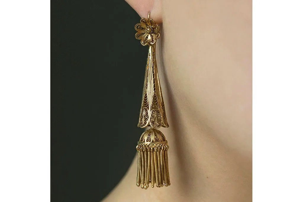 Pair of Filigree & Tassel Earrings