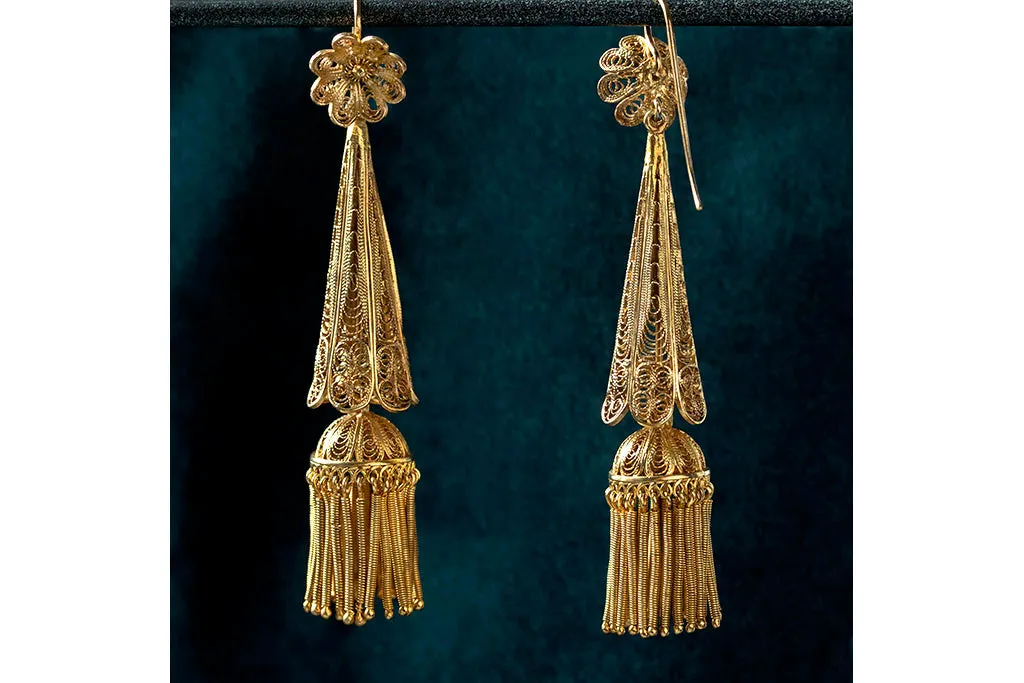 Pair of Filigree & Tassel Earrings