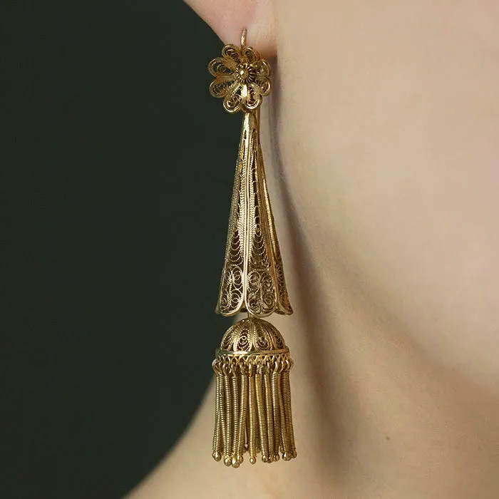 Pair of Filigree & Tassel Earrings