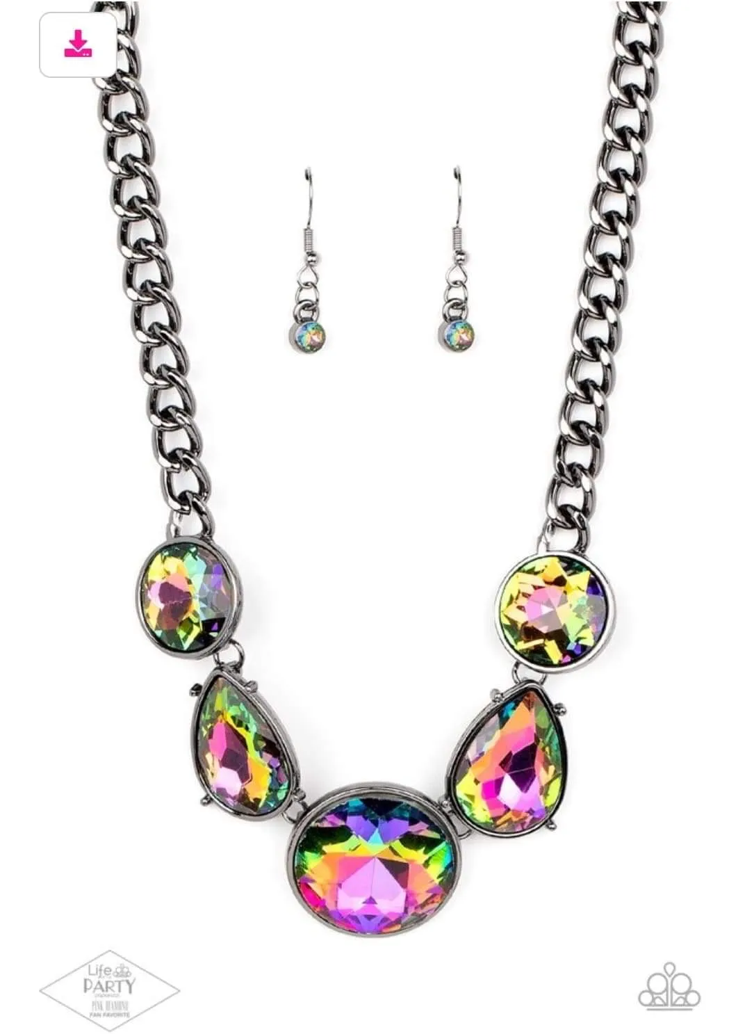Paparazzi All The Worlds My Stage -  Oil Spill Multi Necklace - Pink Diamond Life of the Party Exclusive