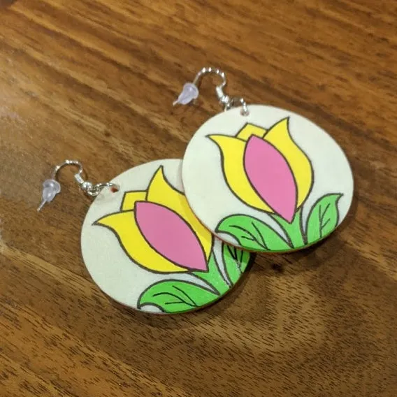 Parfleche Floral Earrings ~ 3 Colors