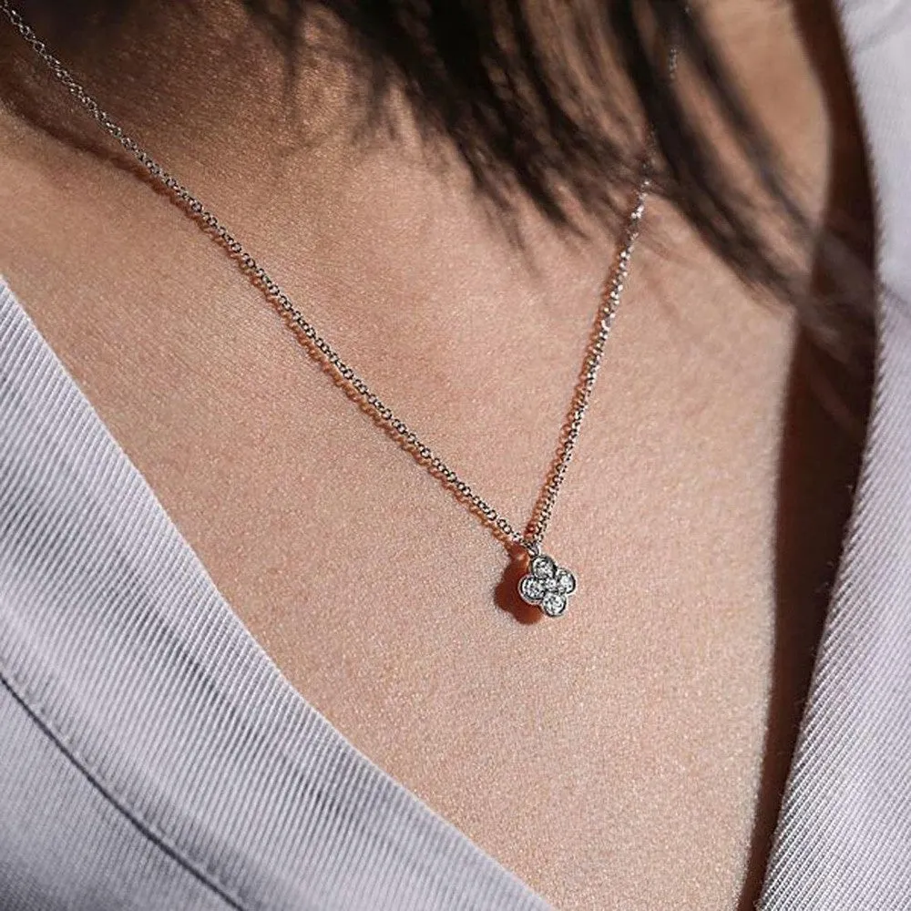 Pave Diamond Quatrefoil Necklace