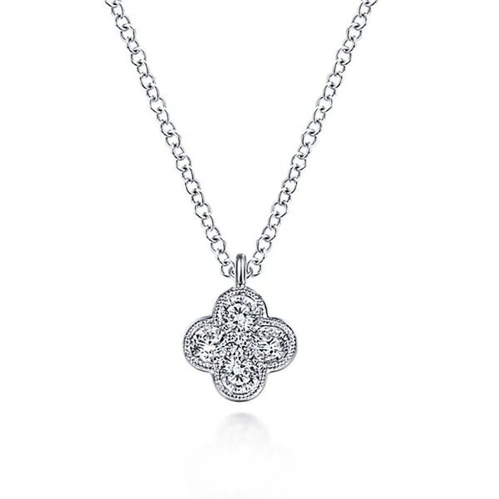 Pave Diamond Quatrefoil Necklace