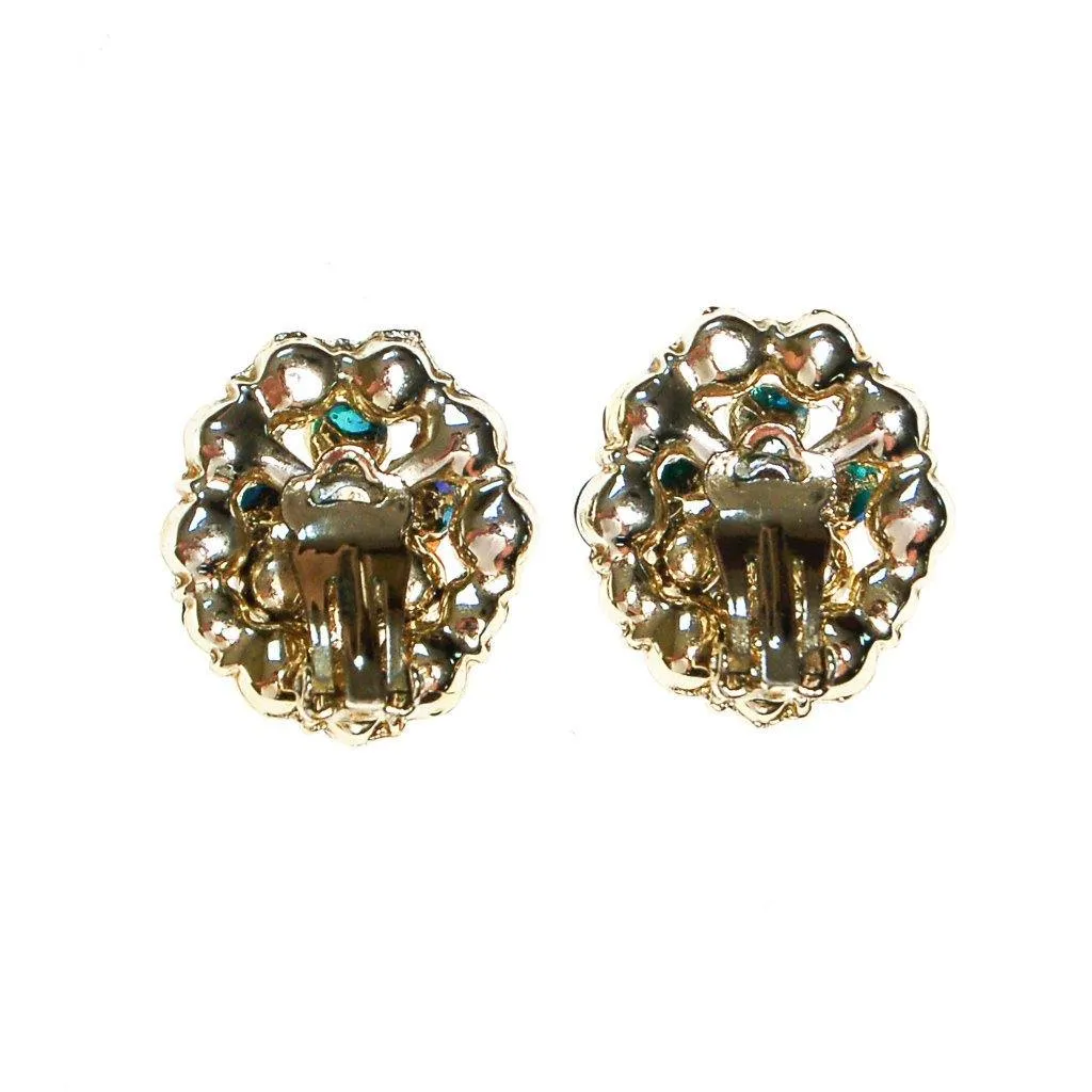 Pearl and Peacock Rhinestone Earrings