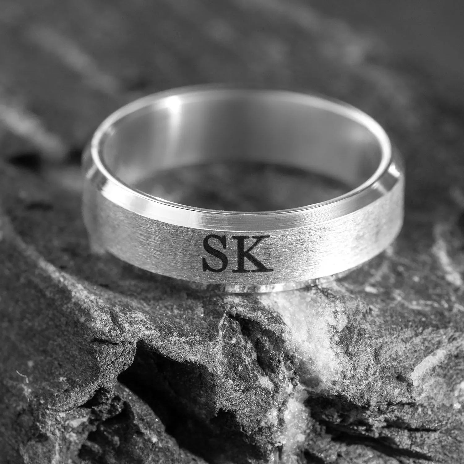 Personalised Beveled Band Ring