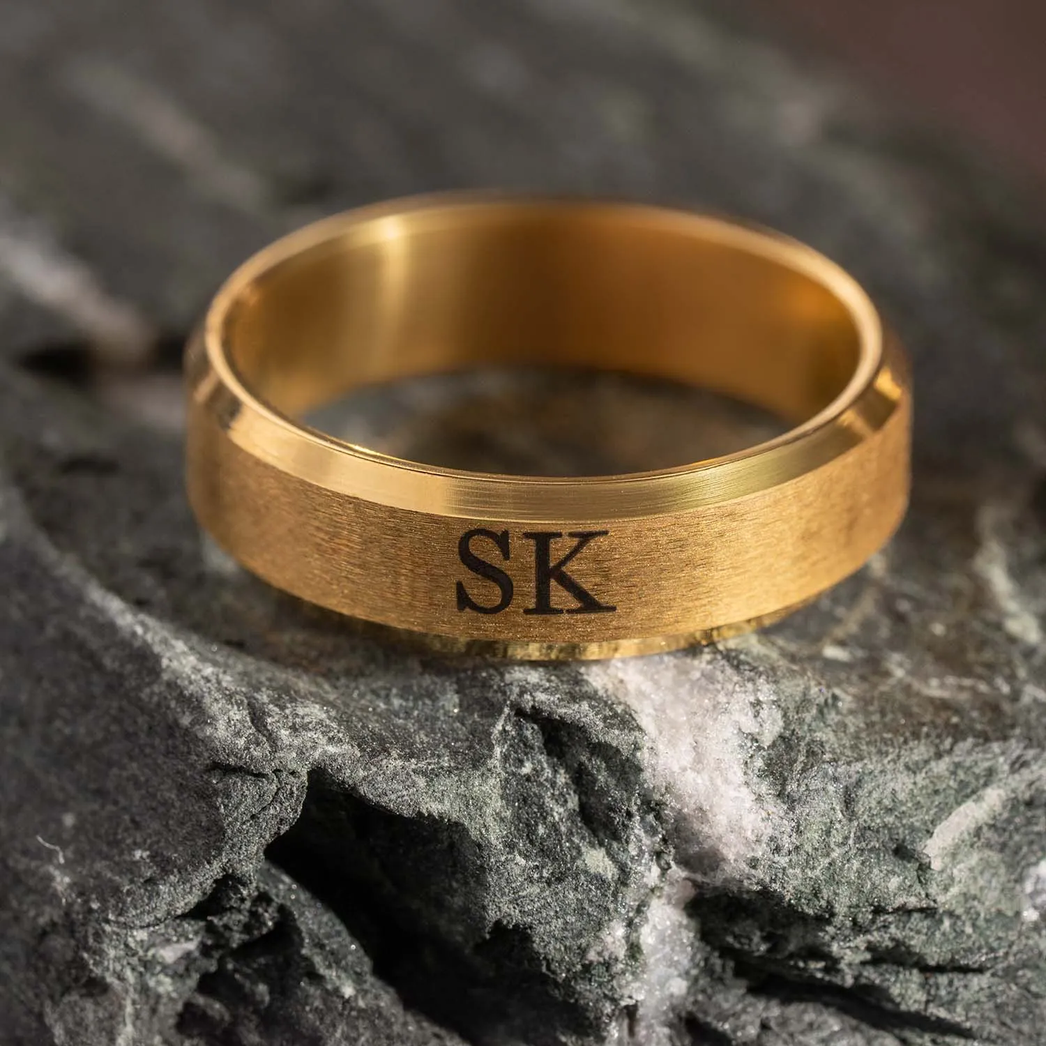 Personalised Beveled Band Ring