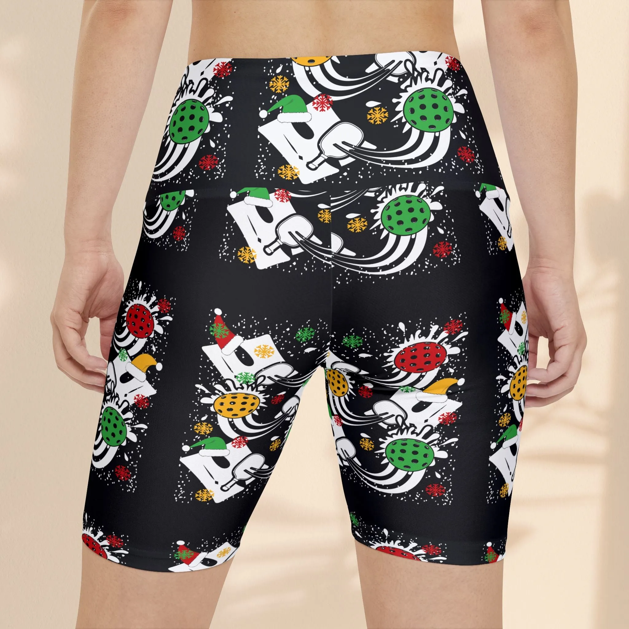 Pickleball Print Women's Workout Shorts - Fun Holiday Print