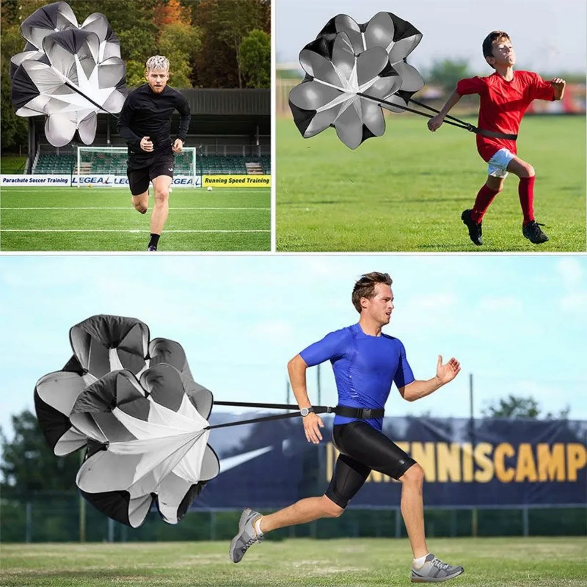 Premium Adjustable Speed Resistance Umbrella for Agility & Fitness Training – Football & Soccer Running Chute, Portable with Waist Band & Storage Bag – Increase Speed, Strength & Endurance