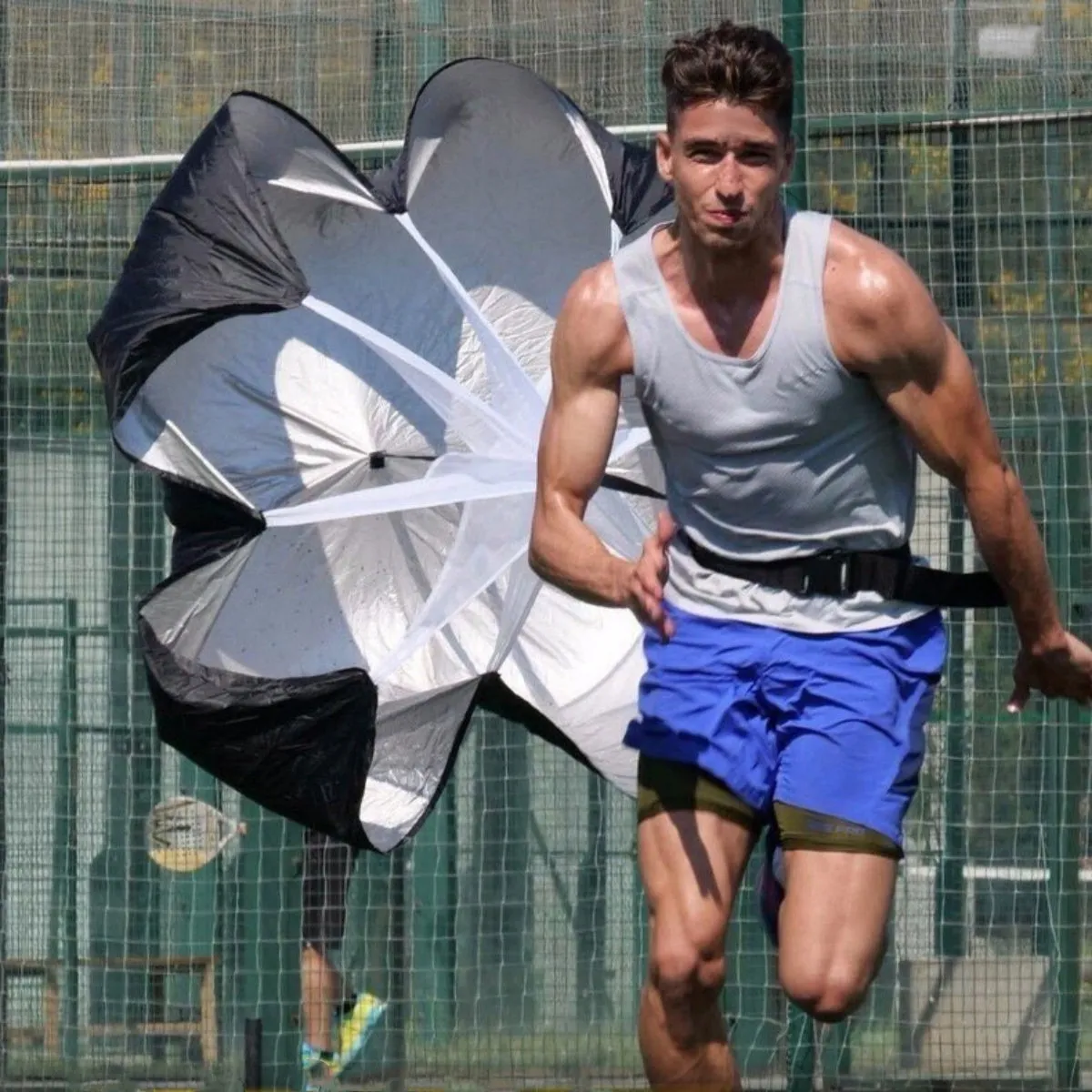 Premium Adjustable Speed Resistance Umbrella for Agility & Fitness Training – Football & Soccer Running Chute, Portable with Waist Band & Storage Bag – Increase Speed, Strength & Endurance