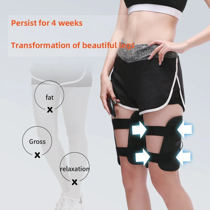 Premium Muscle Trainer Fat Burning Belt - Thigh Stimulator Fitness Massager with Magnetic Therapy, ABS Material, Adjustable Leg Straps, USB Rechargeable, Ideal for Home Workout and Spa Sessions
