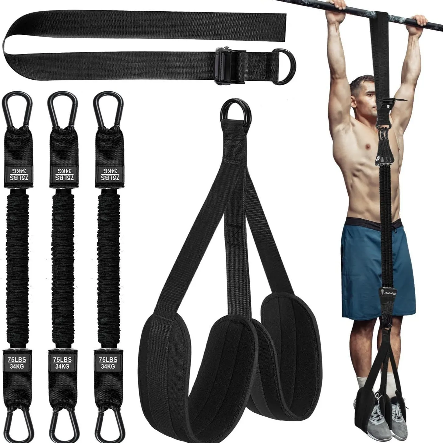 Premium Pull-up Assistance Bands for Fitness Training – Elastic Resistance Bands with Steel Buckle for Home Workout, Adjustable Pull-up Support for Upper Body Strength