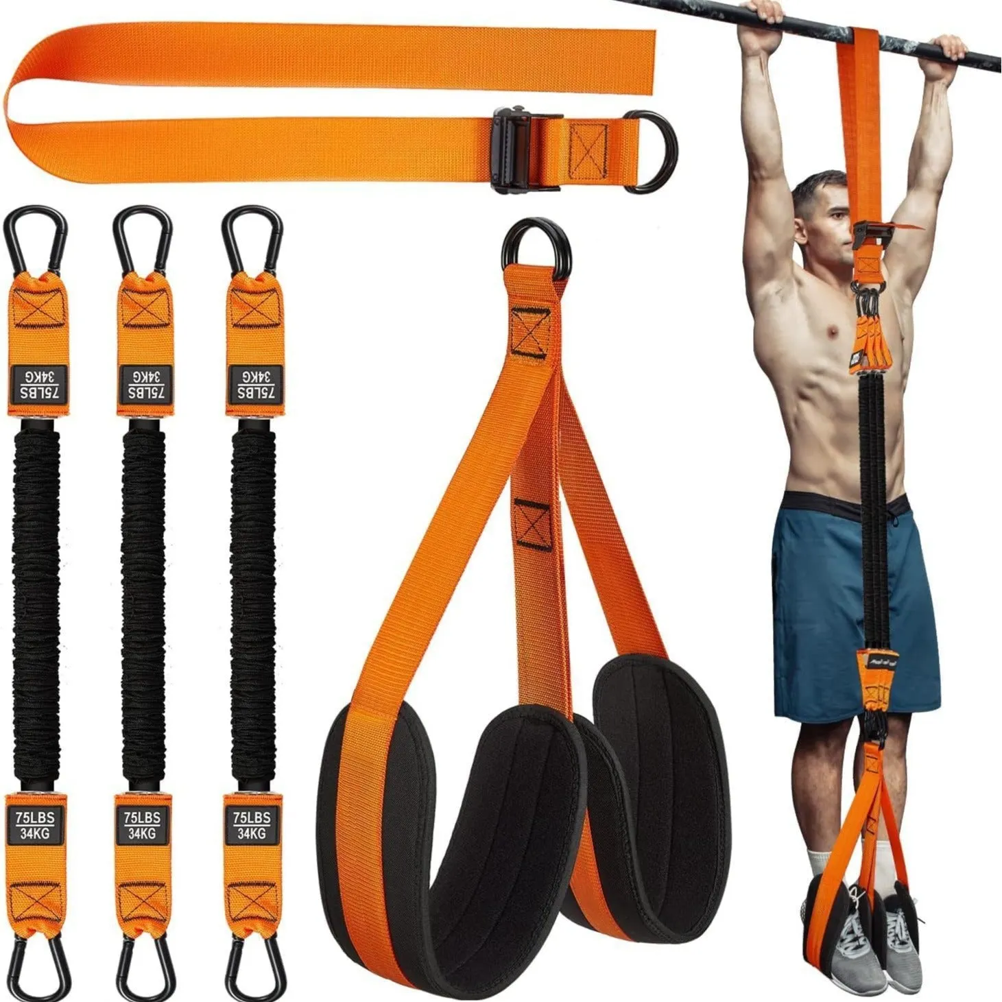 Premium Pull-up Assistance Bands for Fitness Training – Elastic Resistance Bands with Steel Buckle for Home Workout, Adjustable Pull-up Support for Upper Body Strength