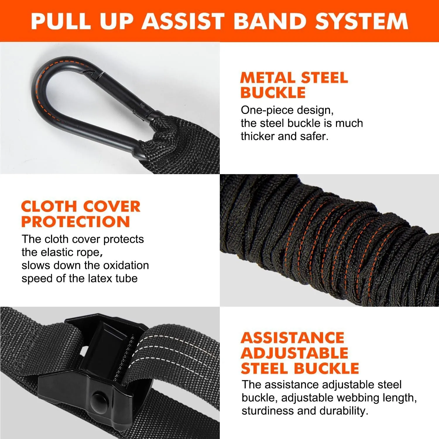 Premium Pull-up Assistance Bands for Fitness Training – Elastic Resistance Bands with Steel Buckle for Home Workout, Adjustable Pull-up Support for Upper Body Strength